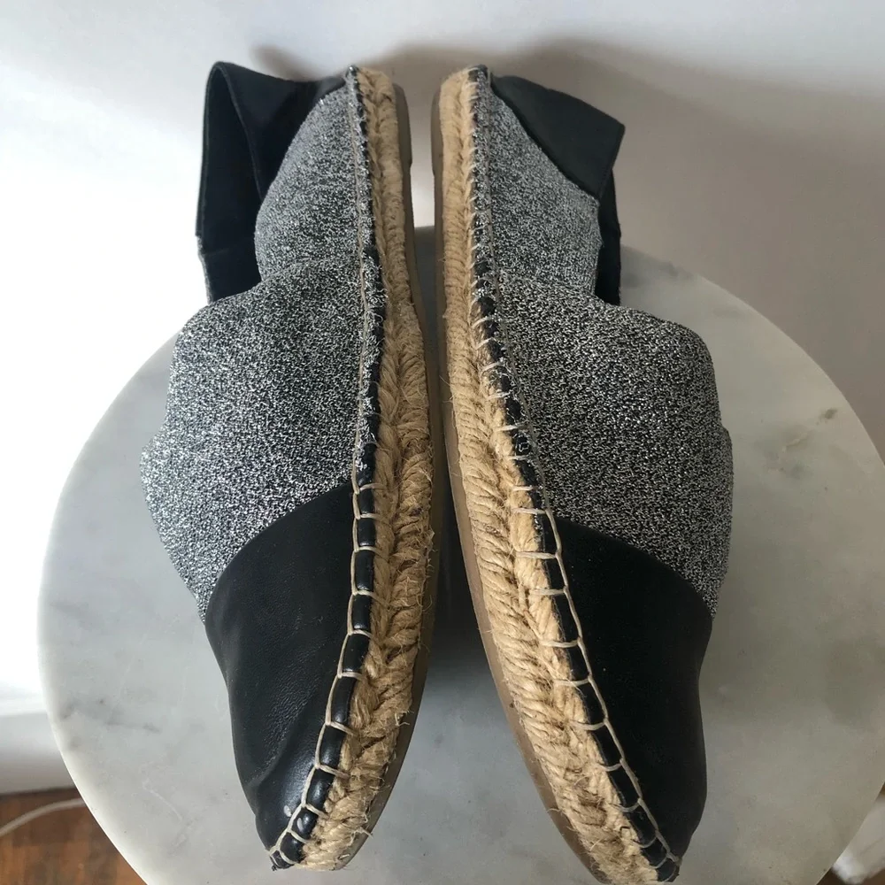 Zara Black and Silver Slip-On Espadrilles
